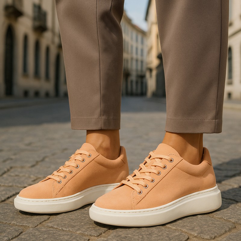 Sova brzoskwiniowe buty damskie podwyższające +7,5cm