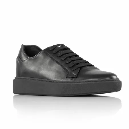 Męski sneaker na koturnie | czarny +6 cm | Mario Bertulli