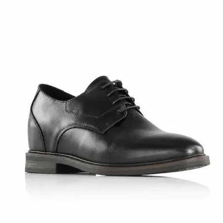 Męskie buty derby na koturnie | czarne +7,5cm | Mario Bertulli