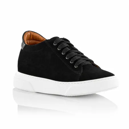 Sneaker na koturnie męskie | Brera czarny +7,5 cm | Mario Bertulli