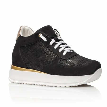 Sneaker damski na koturnie |Czarny +7cm | Mario Bertulli