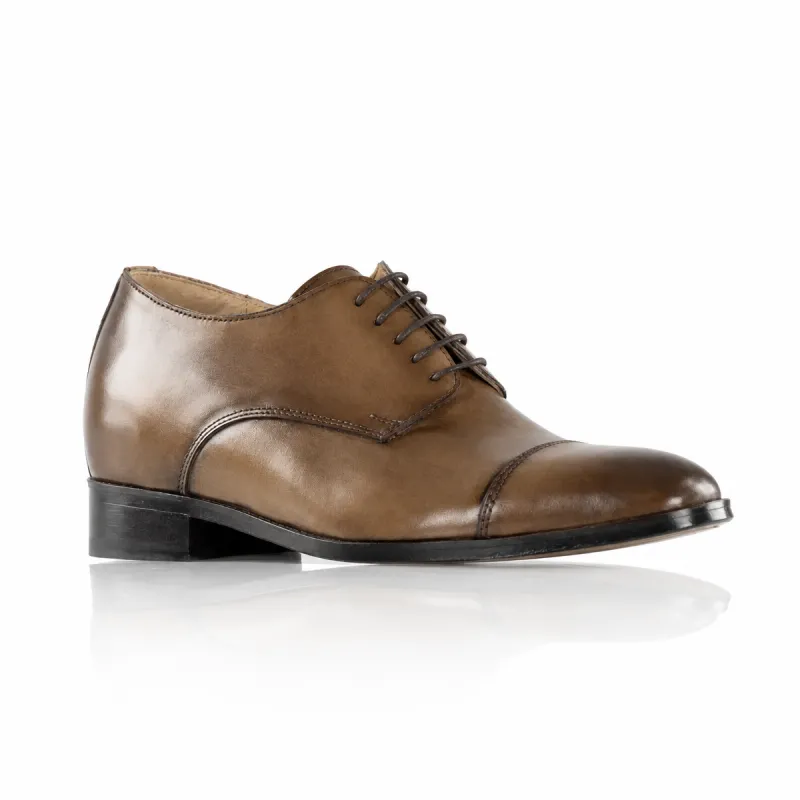 Męskie buty Derby na koturnie | Ciemnobrązowe +6 CM | Mario Bertulli