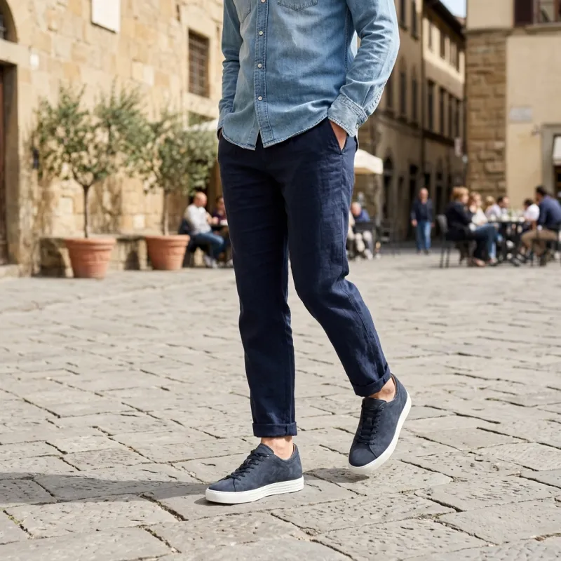 Męski sneaker na koturnie | granatowy +6 CM | Mario Bertulli