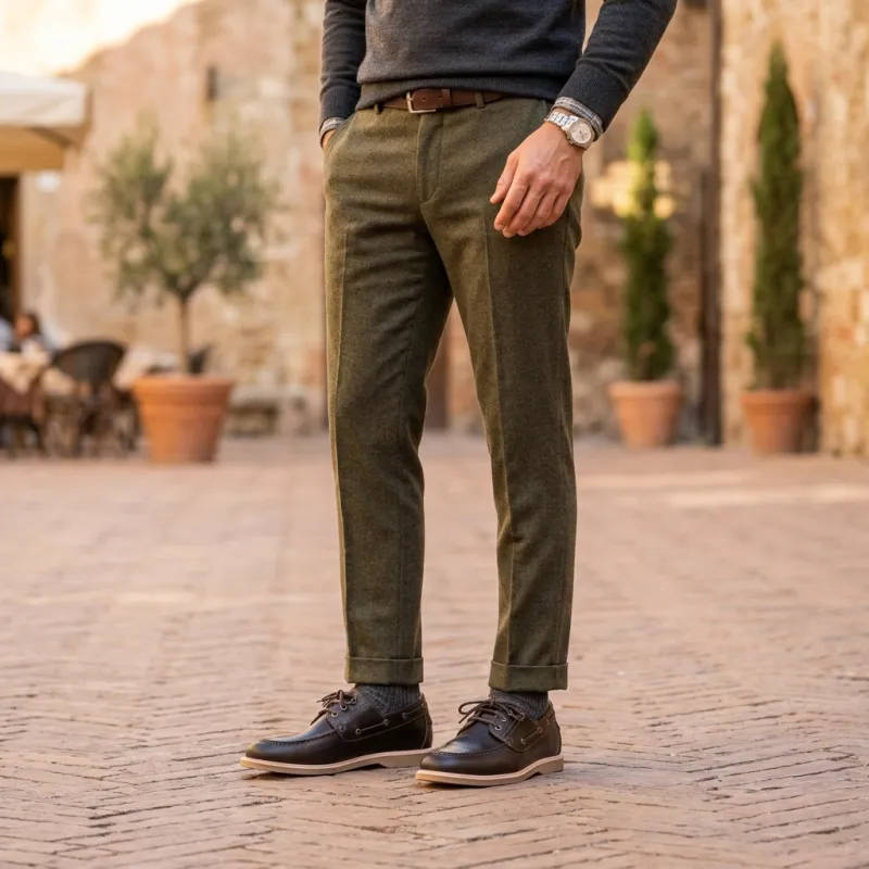 Buty żeglarskie podwyższające Manarola brązowe +5 cm