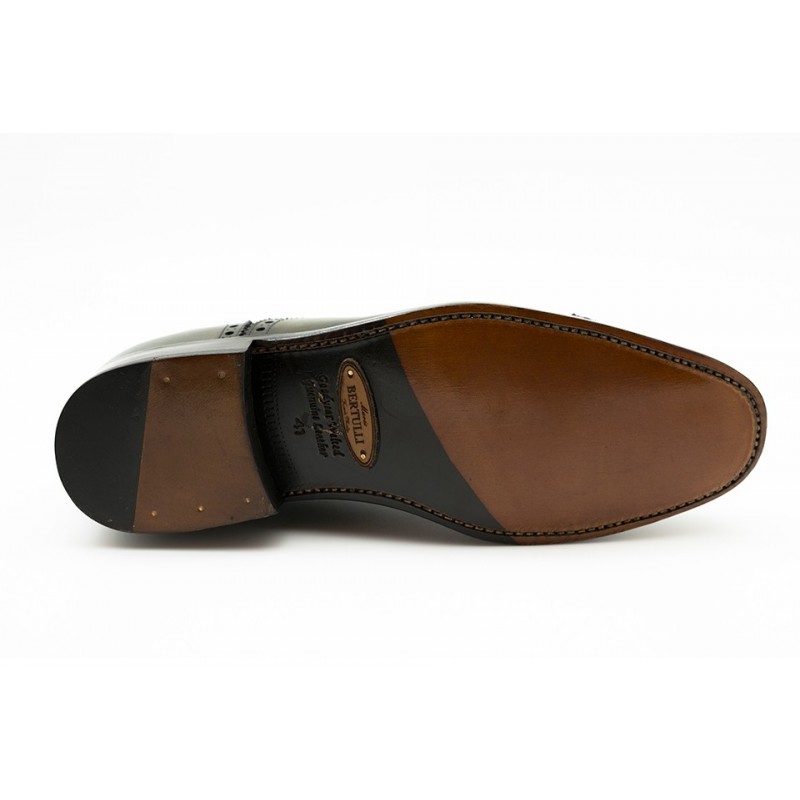 buty richelieu z podeszwą podwyższającą męskie - zielone - skóra cielęca licowa - +6 CM - luksus - Mario Bertulli