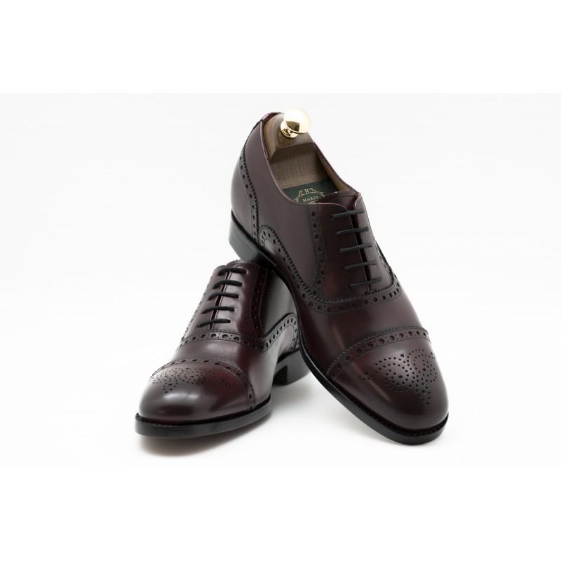 buty richelieu podwyższające wzrost Męskie - Bordowe - Skóra cielęca licowa - +6 CM - Luksus - Mario Bertulli