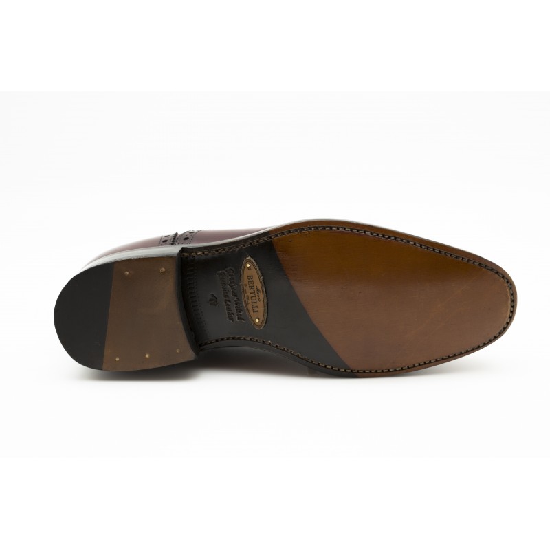 buty richelieu z podeszwą podwyższającą Męskie - bordowy - skóra cielęca licowa - +6 CM - Luksus - Mario Bertulli