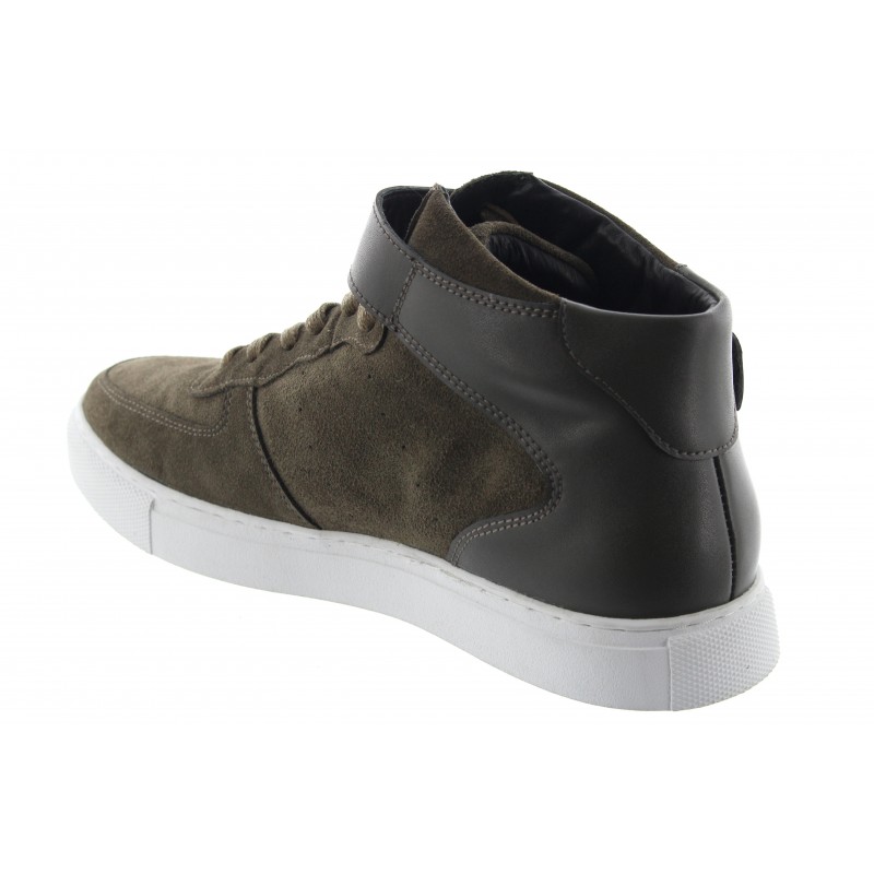 sneakersy z podwyższonym obcasem Męskie - +5 CM - nubuk / skóra - kaki - Relaks - Mario Bertulli