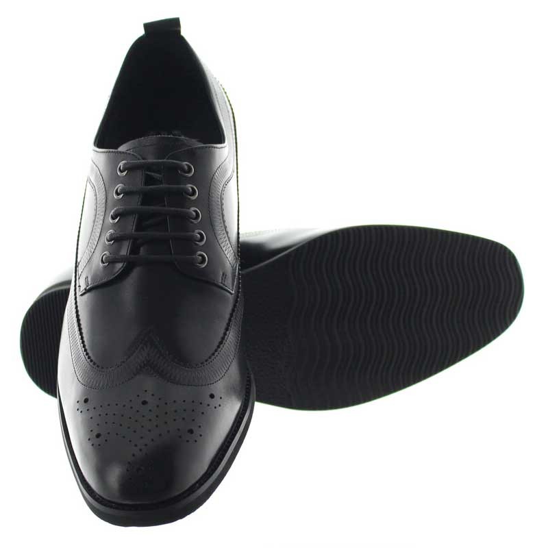 Italian Derby Shoes for Men - Black - Leather - +3.0'' / +7,5 CM - Business - Mario Bertulli