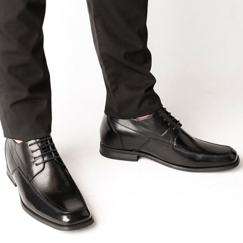 Elevator Derby Shoes Men - Black - Leather - +2.4'' / +6 CM - Brighton - Mario Bertulli