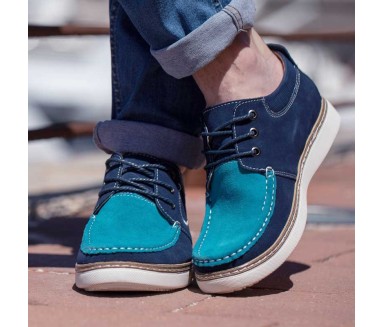 Pistoia Height Increasing Shoes Navy Blue/turquoise +5.5cm
