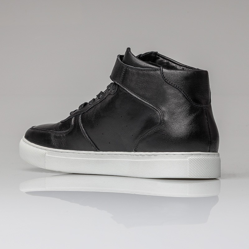Nola Height Increasing Sneakers Black Leather +5cm