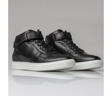 Nola Height Increasing Sneakers Black Leather +5cm