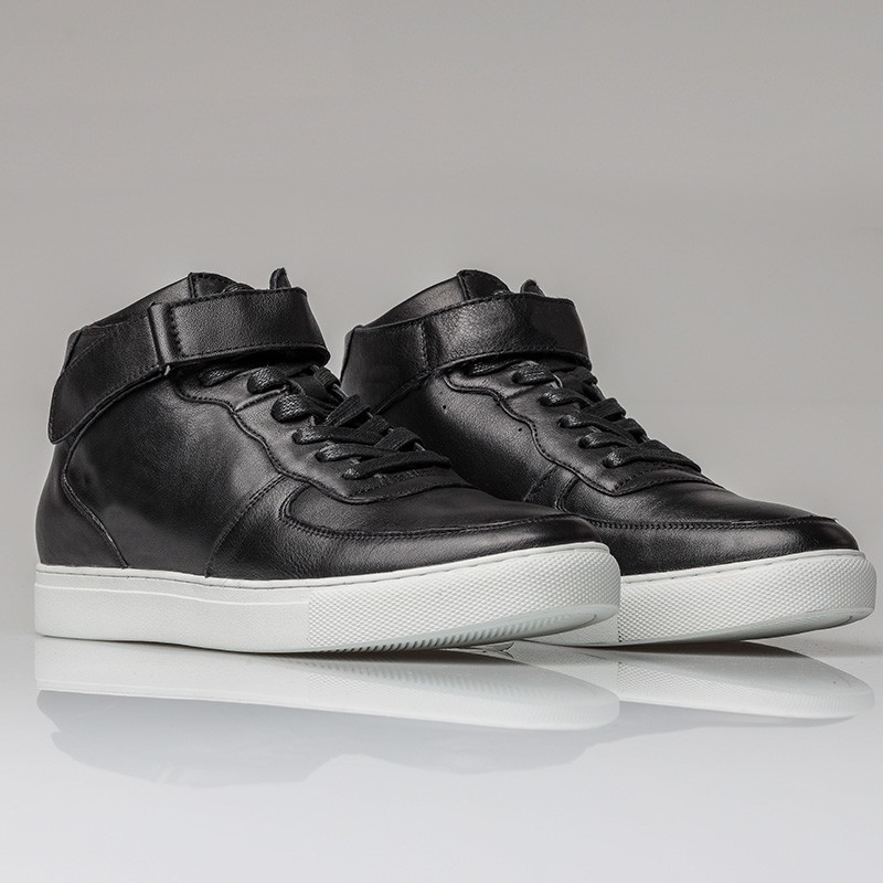 Nola Height Increasing Sneakers Black Leather +5cm