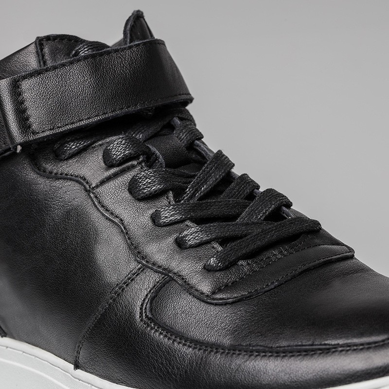 Nola Height Increasing Sneakers Black Leather +5cm