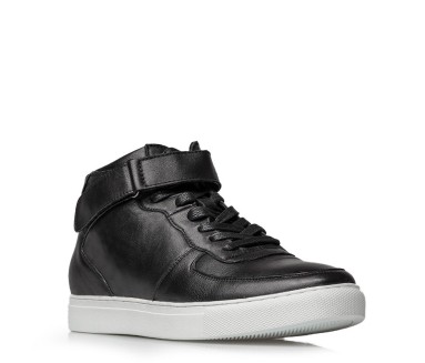 Nola Height Increasing Sneakers Black Leather +5cm