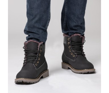 Bormio Elevator Fur-lined Boots Black +7.5cm