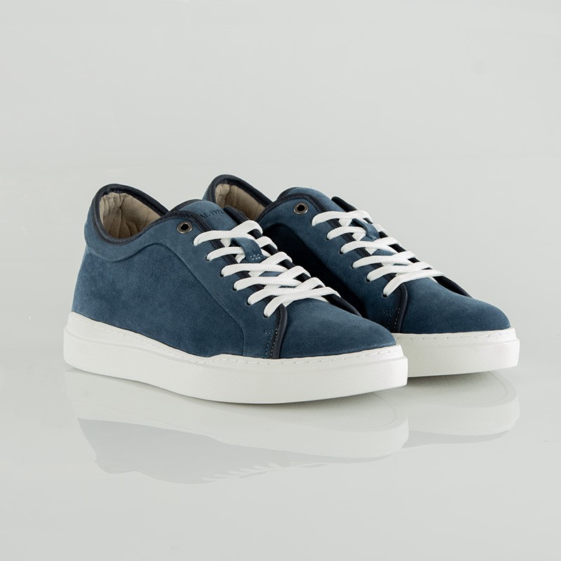 Elevator Sneakers | Denim blue +6cm | Mario Bertulli