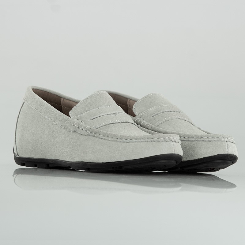 Cagliari Height Increasing Loafer Shoes Light Grey  +5,5 cm