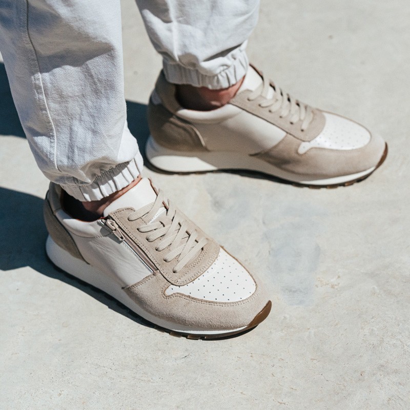 Elevator Sports Shoes | beige +7,5cm | Mario Bertulli