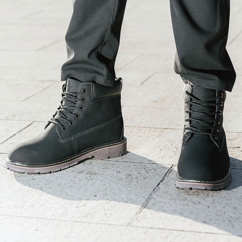 Lugano Elevator Fur-lined Boots Black +7.5cm