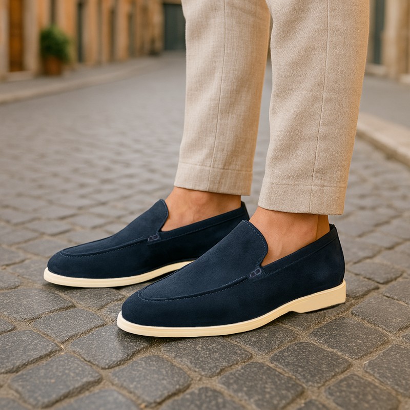 Positano Navy Height-Increasing Loafers +5cm