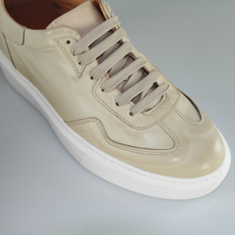 Sneaker Men's wedge heel | Genova beige +6 cm | Mario Bertulli