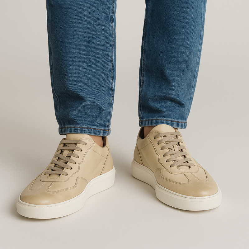 Sneaker Men's wedge heel | Genova beige +6 cm | Mario Bertulli