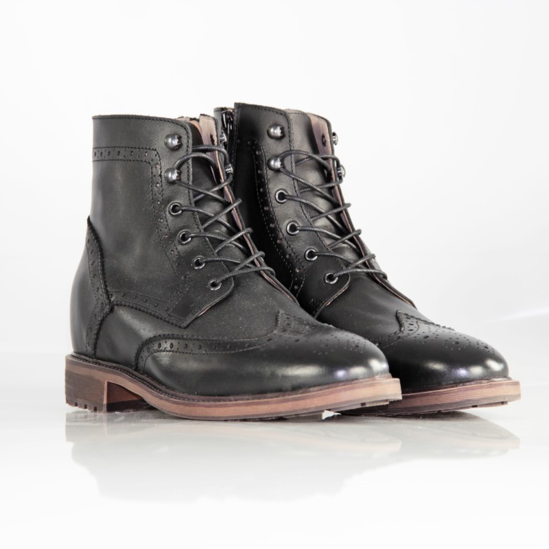 Vercelli Black Height-Increasing Boots +6 cm
