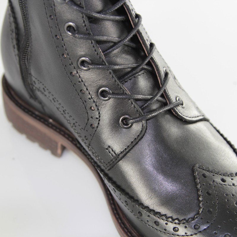 Vercelli Black Height-Increasing Boots +6 cm