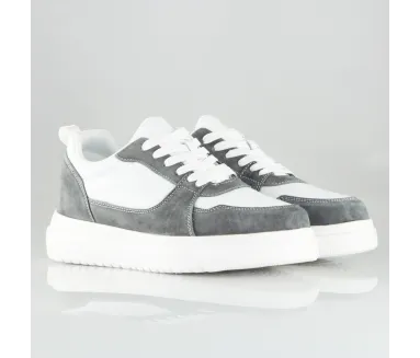 Assisi Sneakers Rehaussantes Blanc et Gris +6 cm