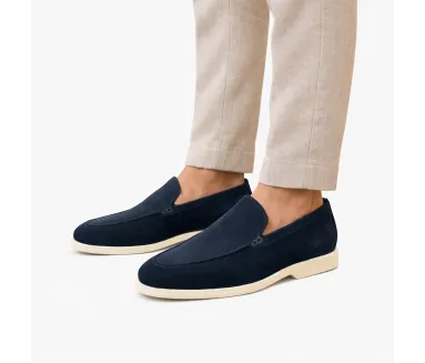 Positano Navy Height-Increasing Loafers +5cm