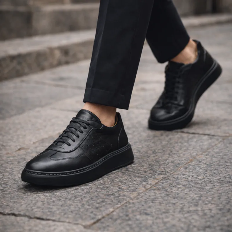 Elevator Sneakers Shoes Roma black +7 cm