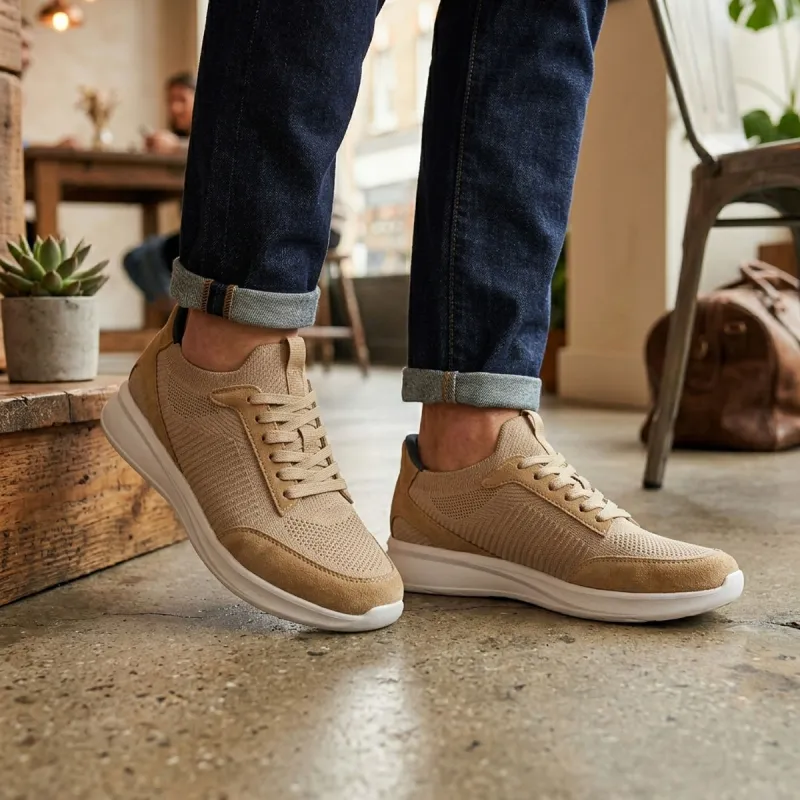 Napoli Elevator Sneaker dark sand +6 cm