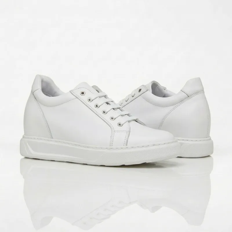 Brera Alto white leather height-increasing sneakers +9 cm
