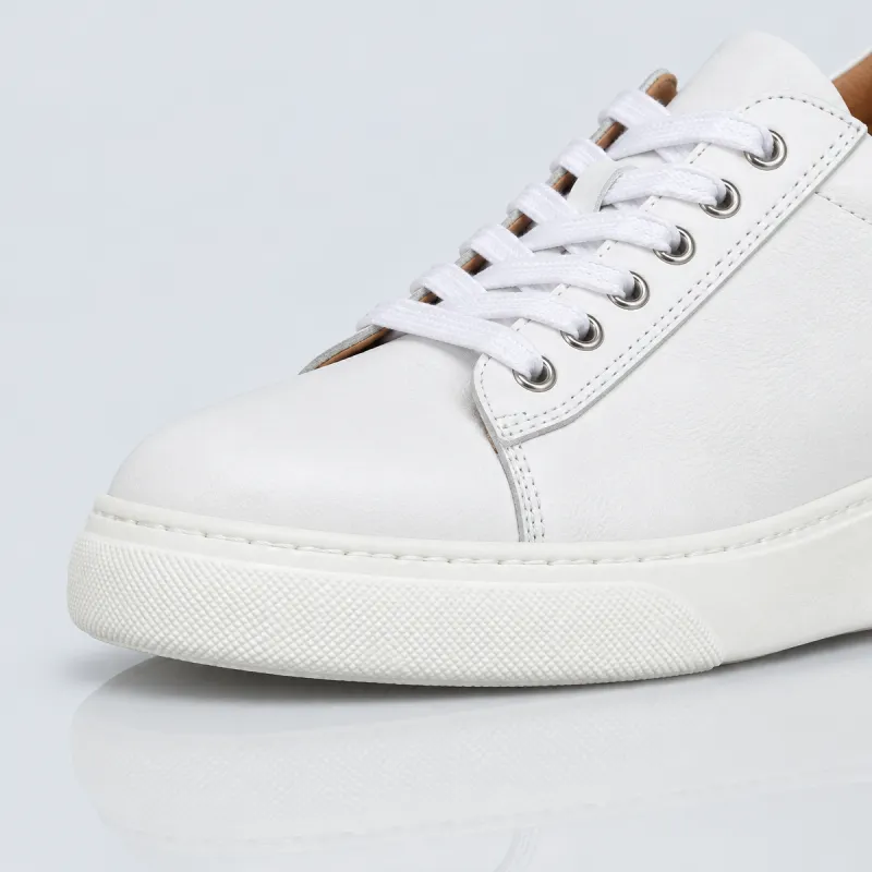 Sova White Leather women's height-increasing shoes +3.0''