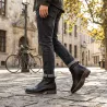 Fur-lined wedge ankle boots for men | Black +3.0'' | Mario Bertulli