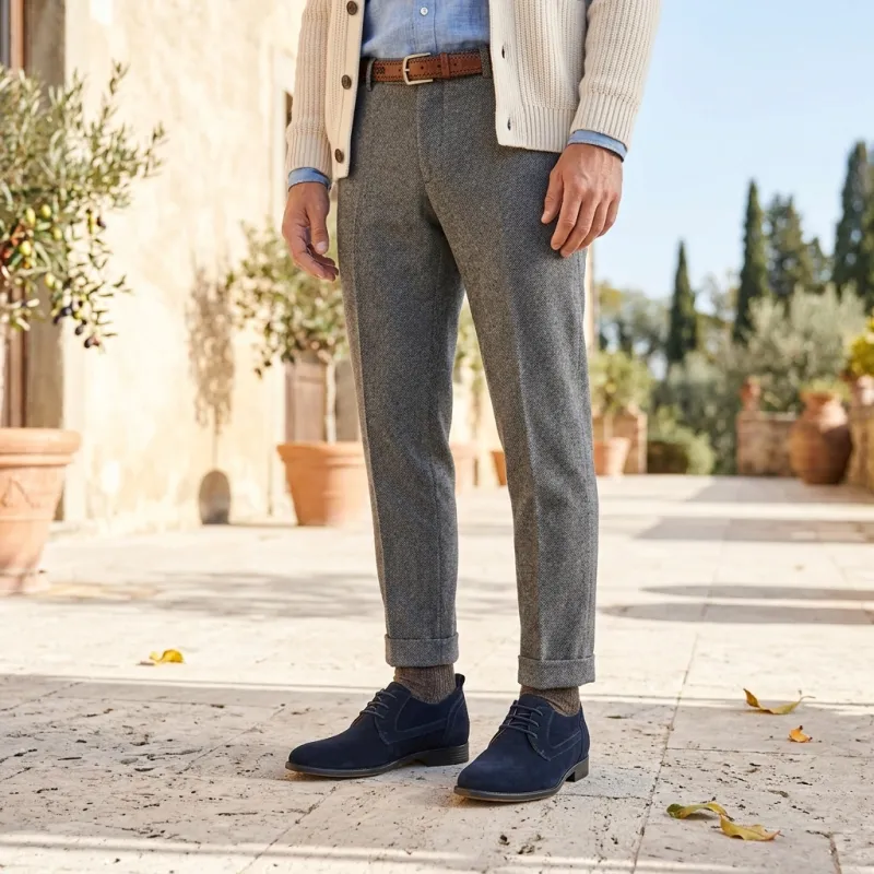 Men's Wedge Derby Shoe | Navy +2.6" | Mario Bertulli