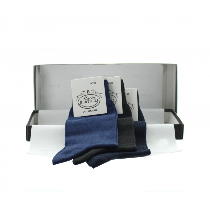 3 pairs socks box - blue/anthracite/dark blue - Luxury Men's Socks Online from Mario Bertulli - specialist in height increasing 