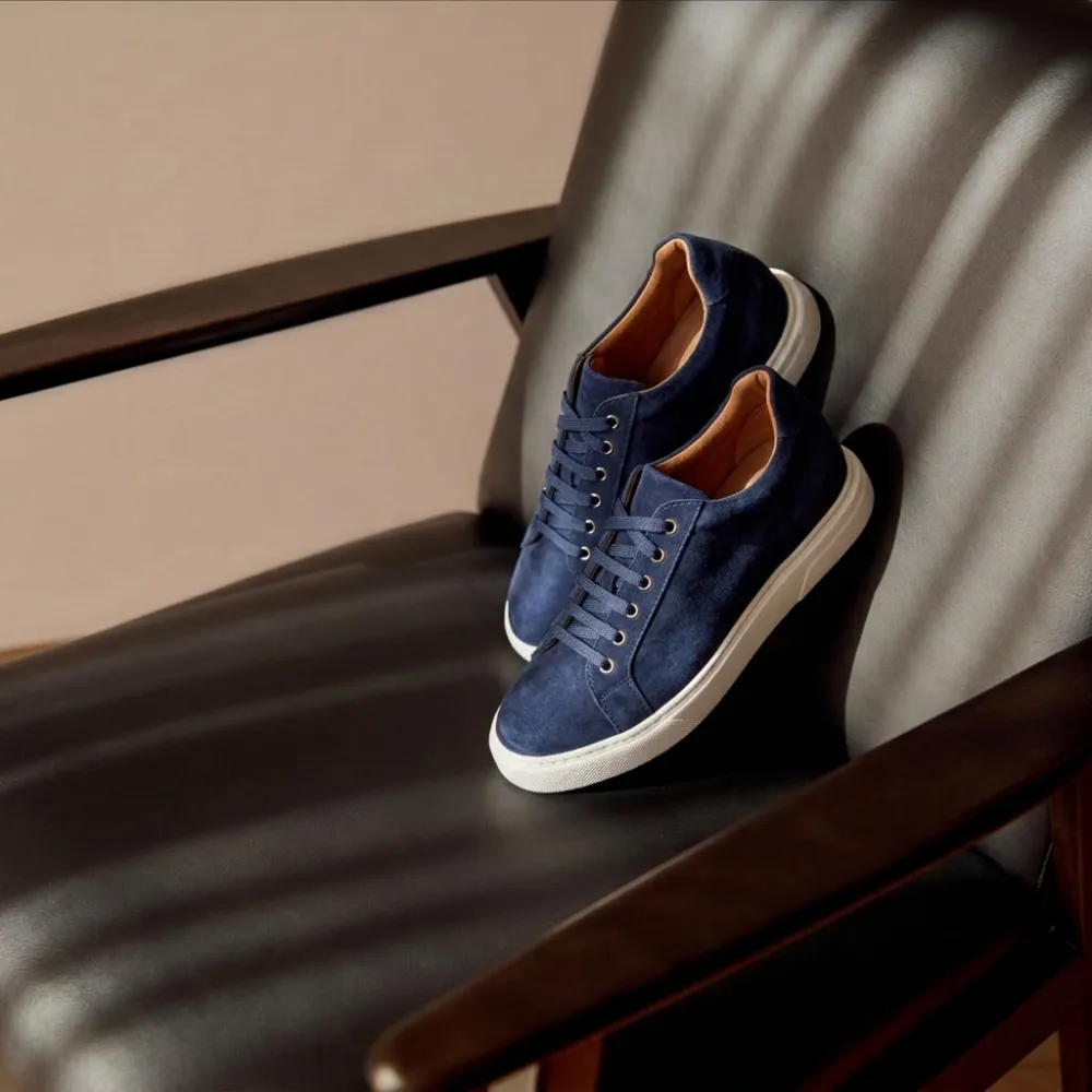 Marine suede Brera Alto lift sneakers +3.6''