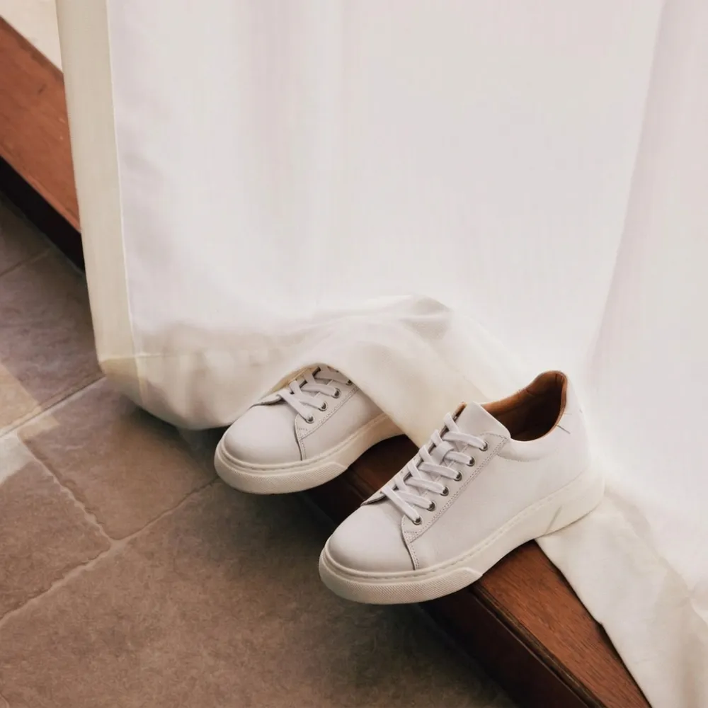 Sova White Leather women's height-increasing shoes +3.0''