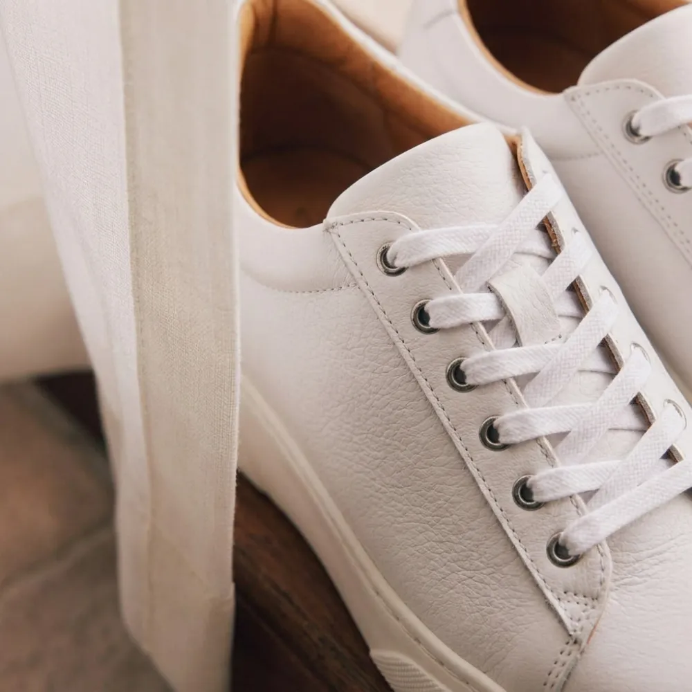 Sova White Leather women's height-increasing shoes +3.0''