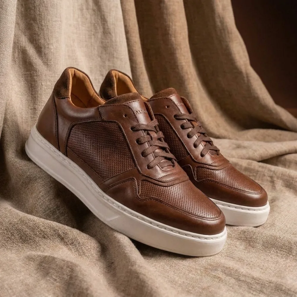 Riva brown height-boosting sneakers +7.5 cm