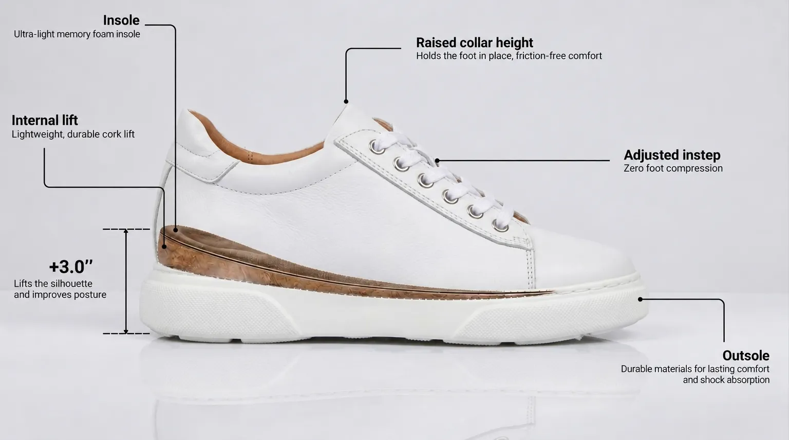 Diagram of the integrated height-boosting sole