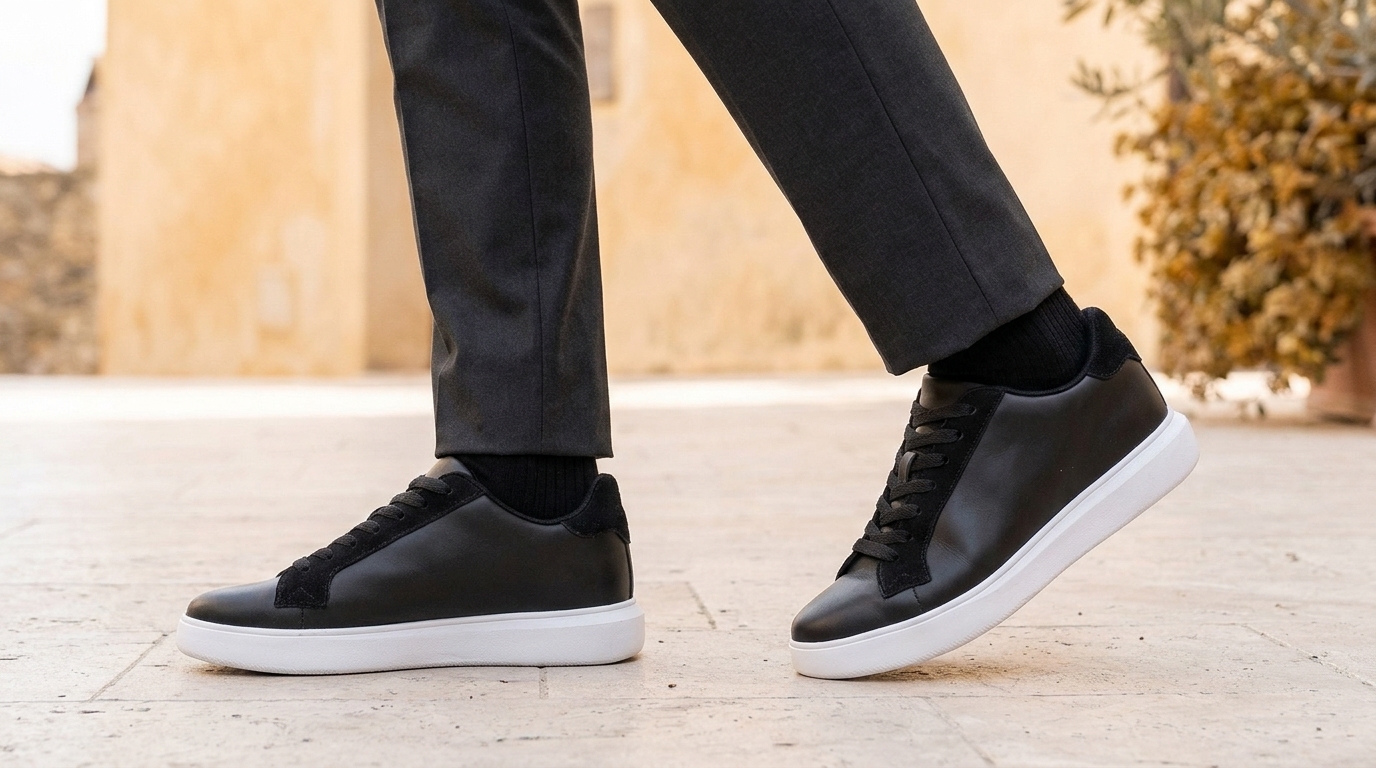 Lecce Black Platform Sneakers +2.8''