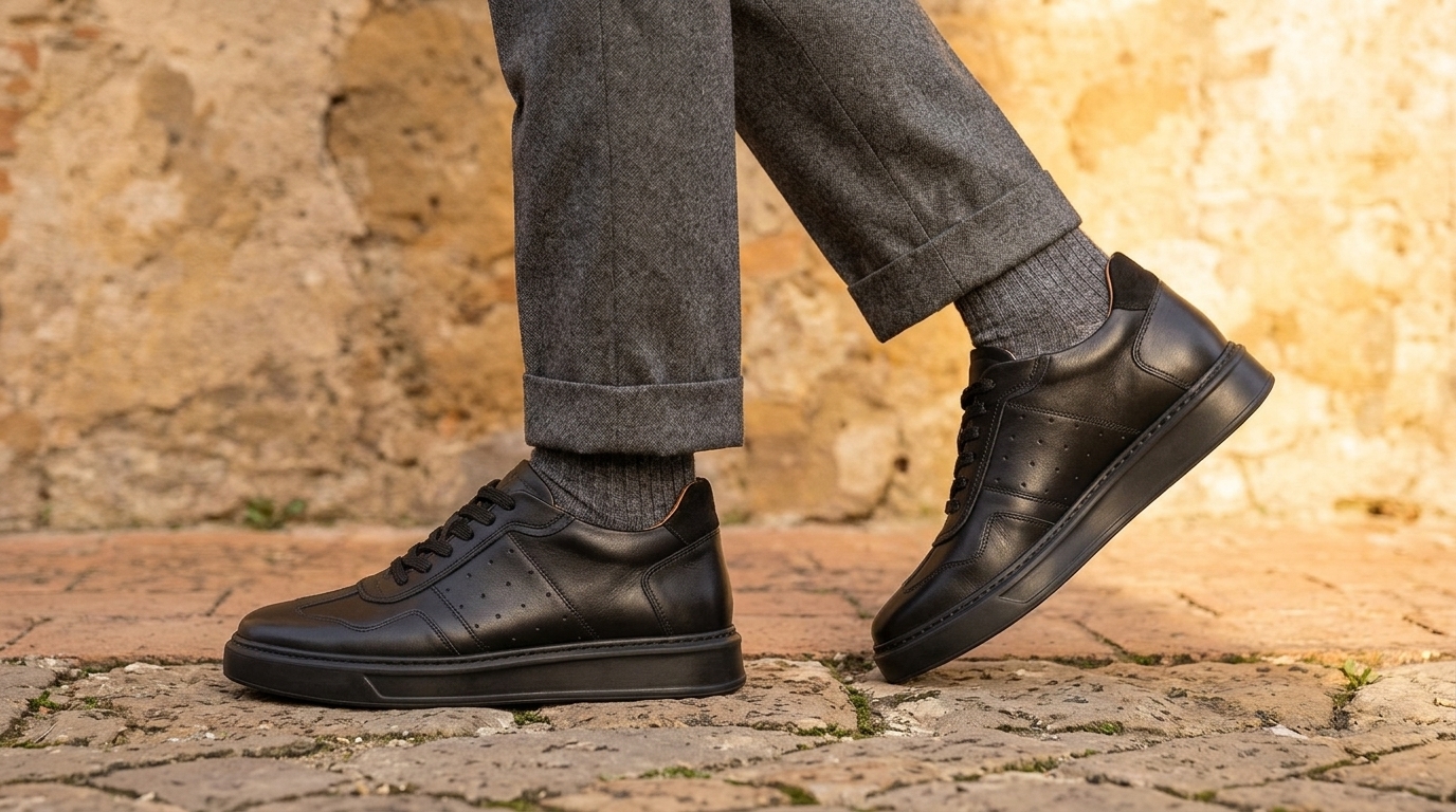 Sneakers with height-increasing soles Roma black +2.8''