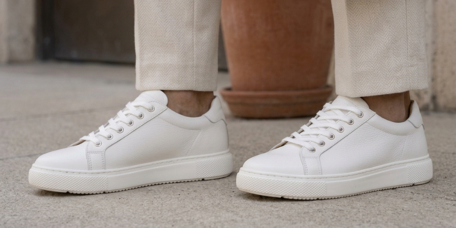 Sova White Leather women's height-increasing shoes +3.0''