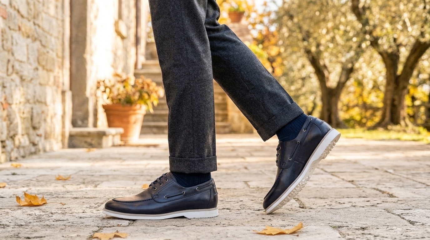 Elevated Manarola dark navy boat shoes +2.0''