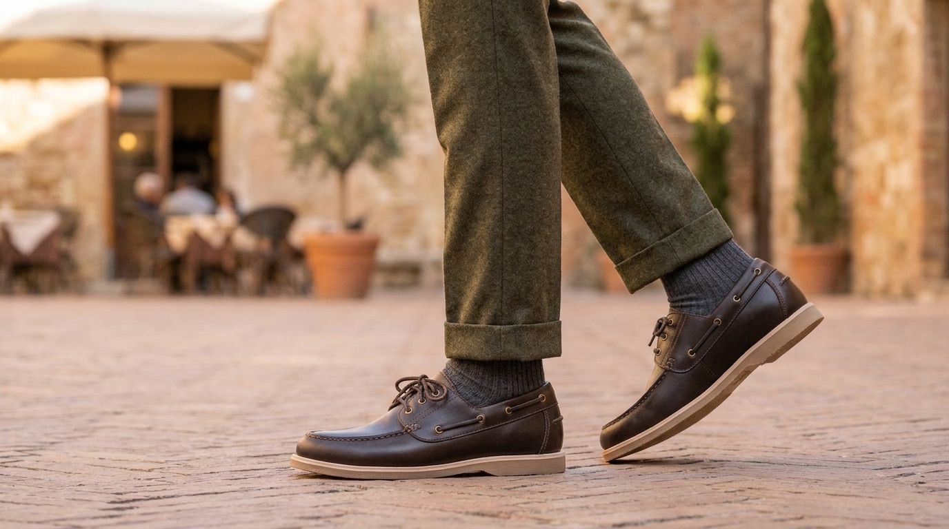 Brown Manarola lift boat shoes +2.0''