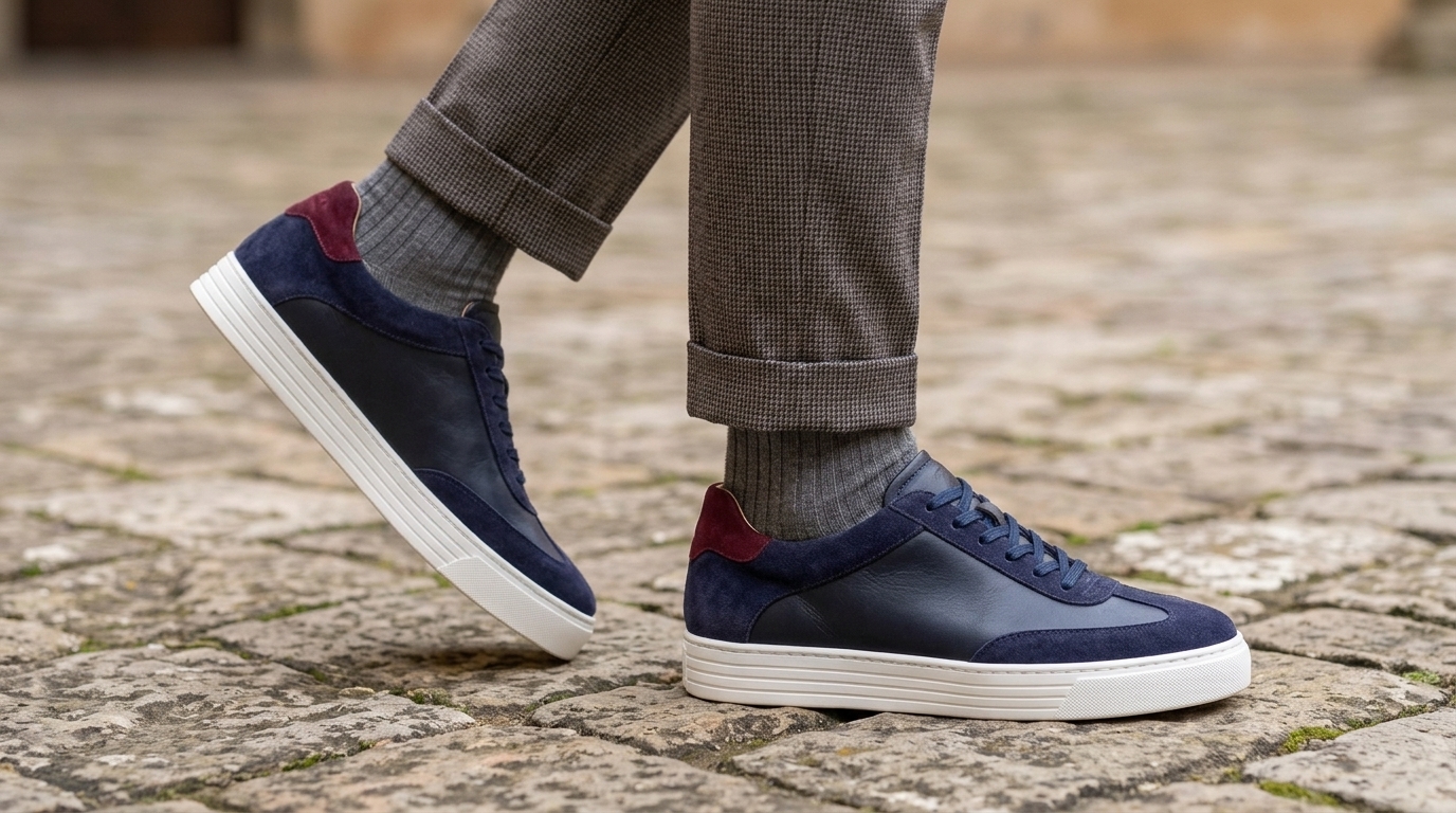 Treviso Navy Height-Boosting Sneakers +2.4"